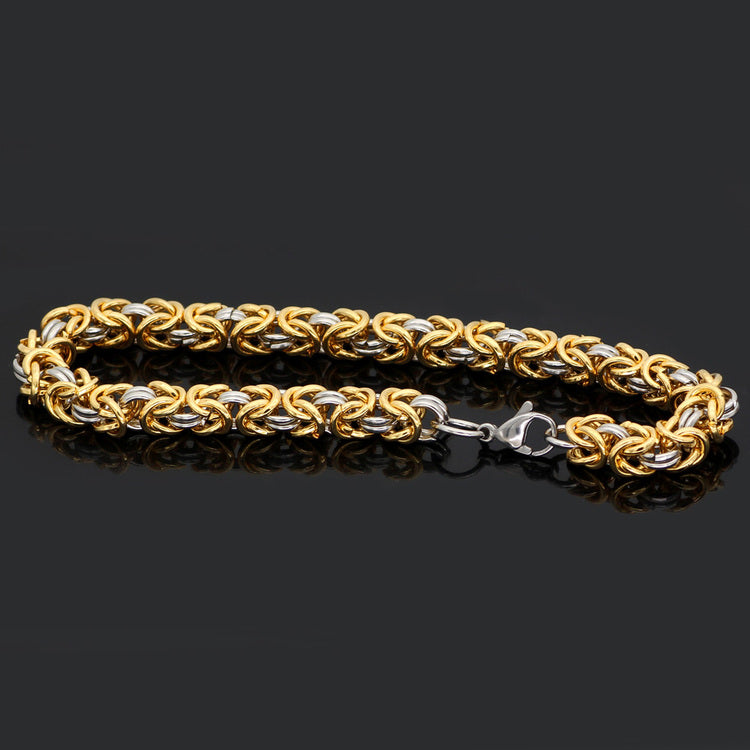 Armband Viking. Kungslänk Steel / Gold 23 cm