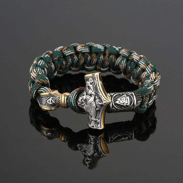 Armband Flerfärgat. Thors Hammer Silver / Guldfärg