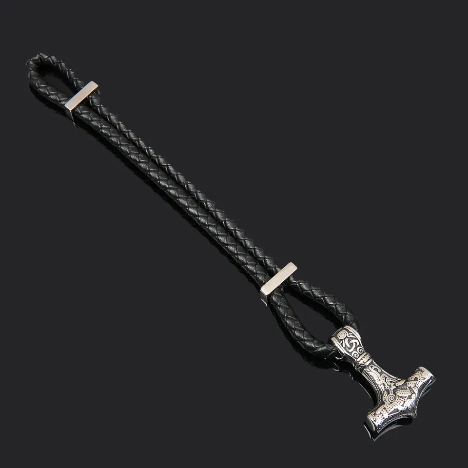 Armband Tors hammare Steel Läder
