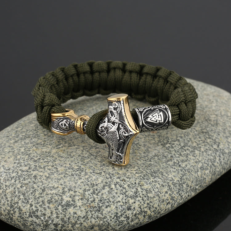 Armband Flerfärgat. Thors Hammer Silver / Guldfärg