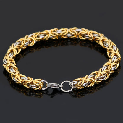 Armband Viking. Kungslänk Steel / Gold 23 cm