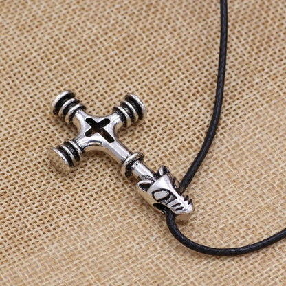 Halsband Viking Vargkorset läderrem 40 cm