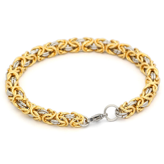 Armband Viking. Kungslänk Steel / Gold 23 cm
