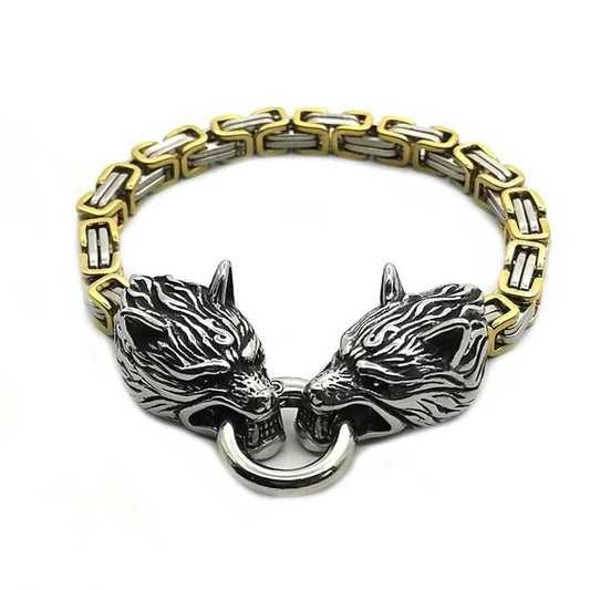 Armband Wolf Guld / Silver kejsarlänk 21 cm