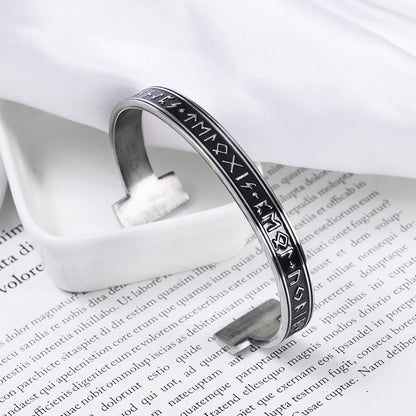 Armband Runskrift Stelt. Steel /  Black