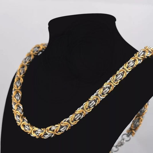 Halsband kungslänk  Guld / Silver 60 cm